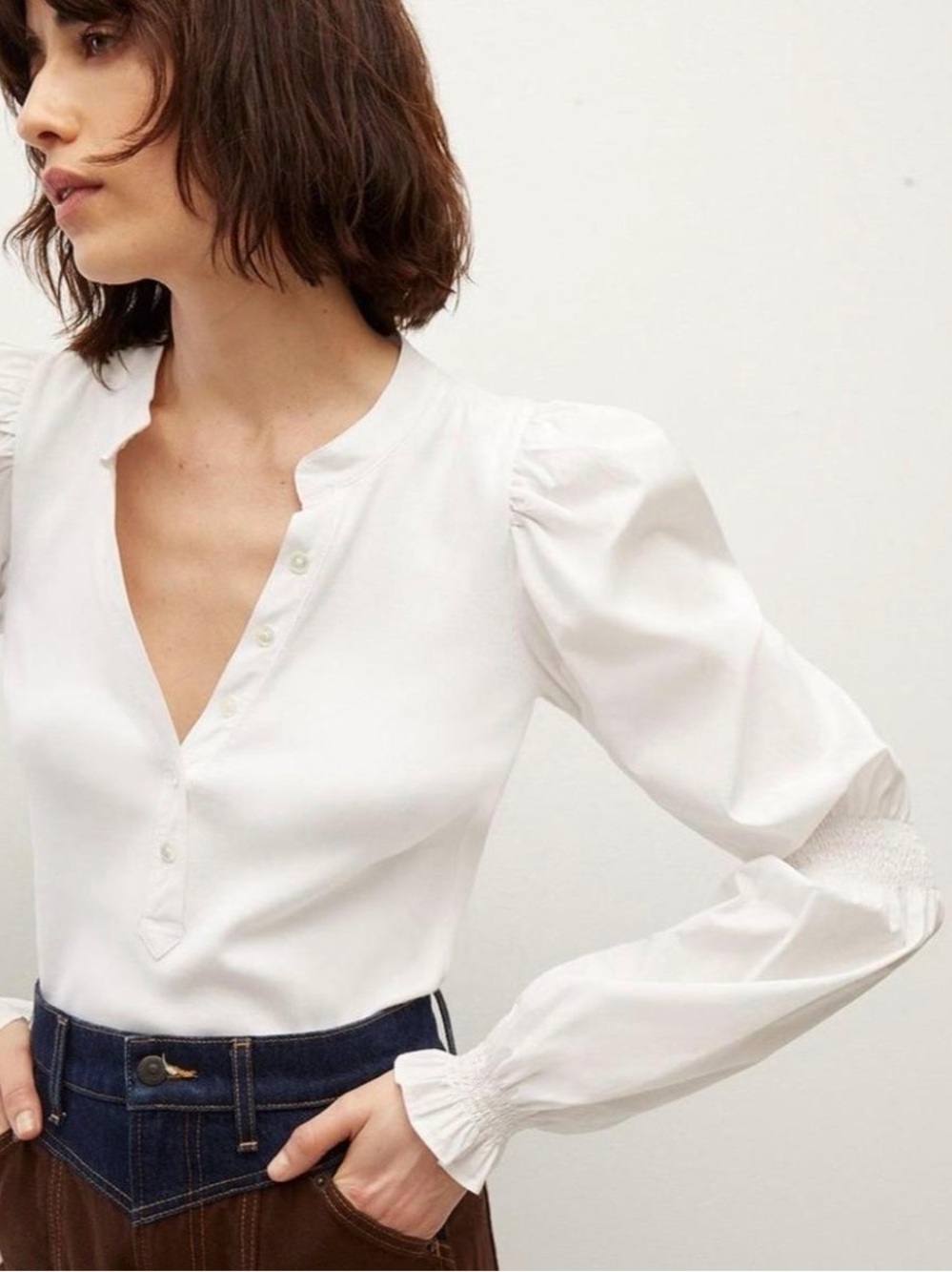 Veronica beard white long sleeve puff size M